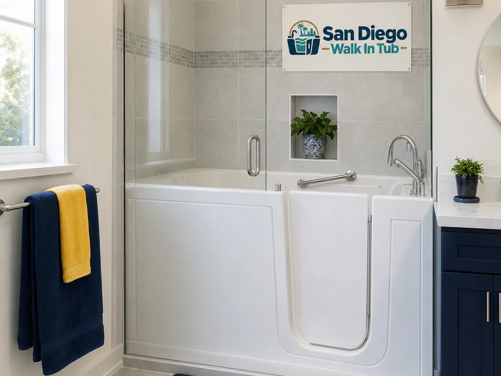 Finished bathroom with a low-threshold shower, slip-resistant floor tile, and a properly sloped shower base